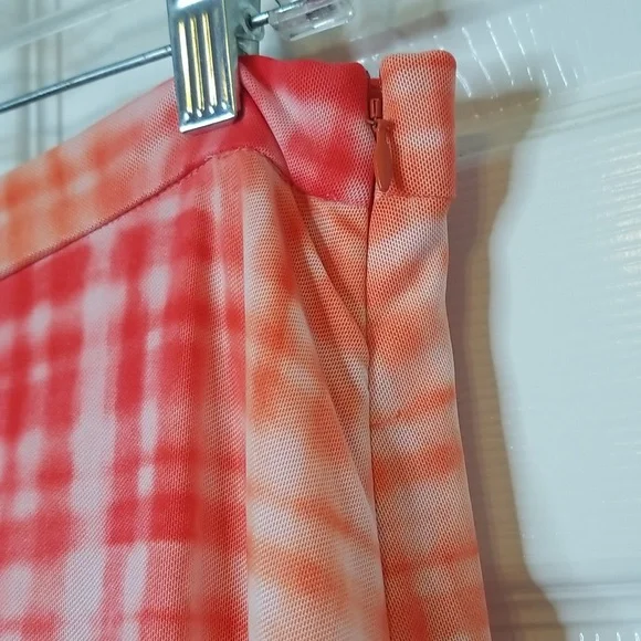 Anthropologie Eva Franco Flounced Orange Pink White Midi Skirt - Picture 6 of 14